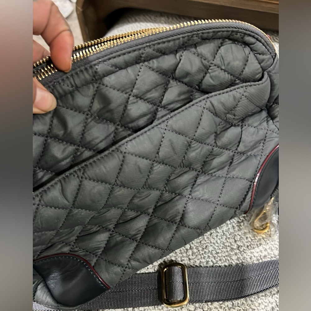 MZ Wallace Quilted Crossbody Bag in Charcoal with Gold Hardware - Picture 2 of 11